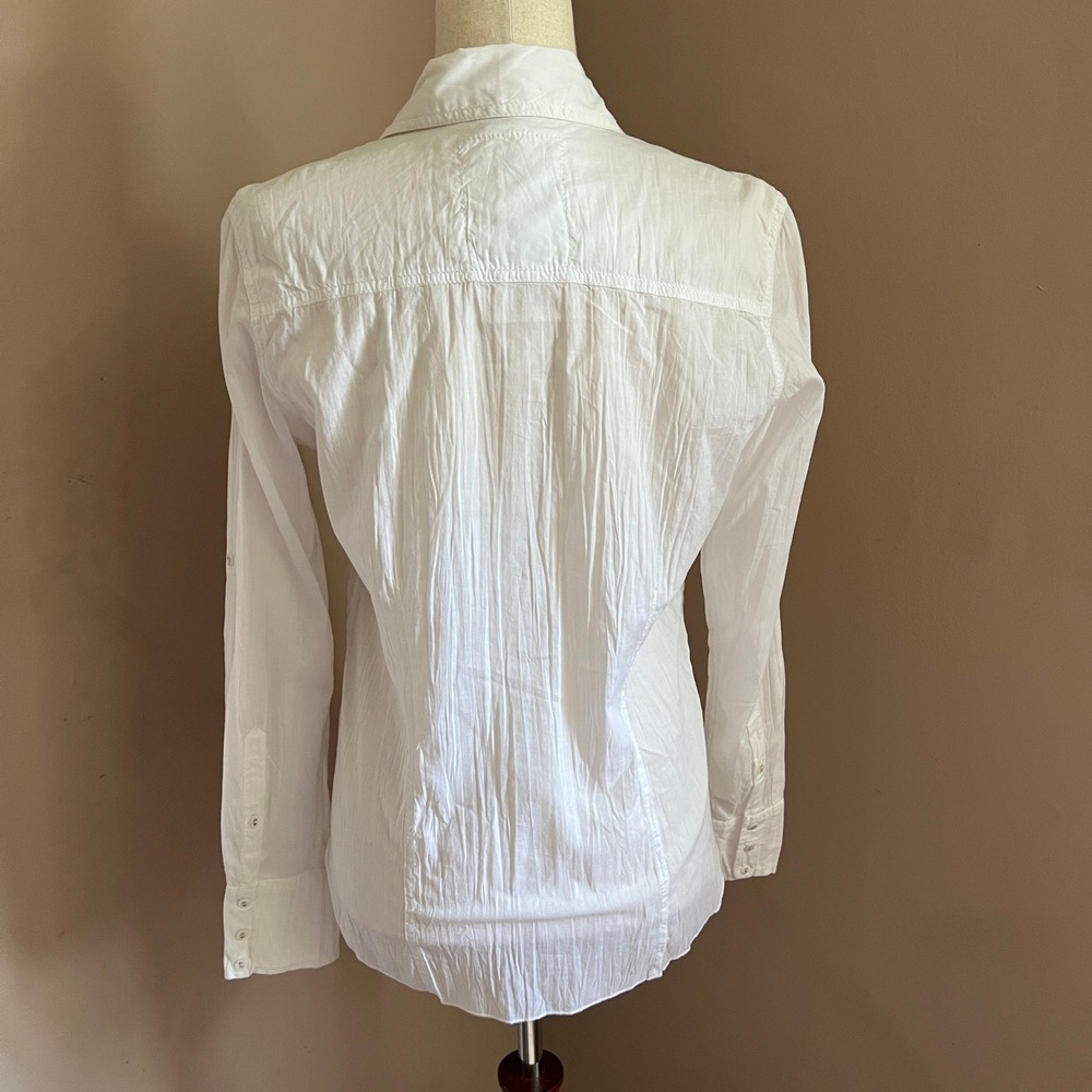 Cino White Embroidered Cotton Button Down Blouse Small Boho Floral Coastal Top - Picture 5 of 10